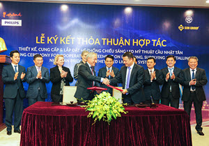 Sun Group and Philips Lighting Vietnam sign Cooperation Agreement on the supply of lighting equipment for Nhat Tan Bridge